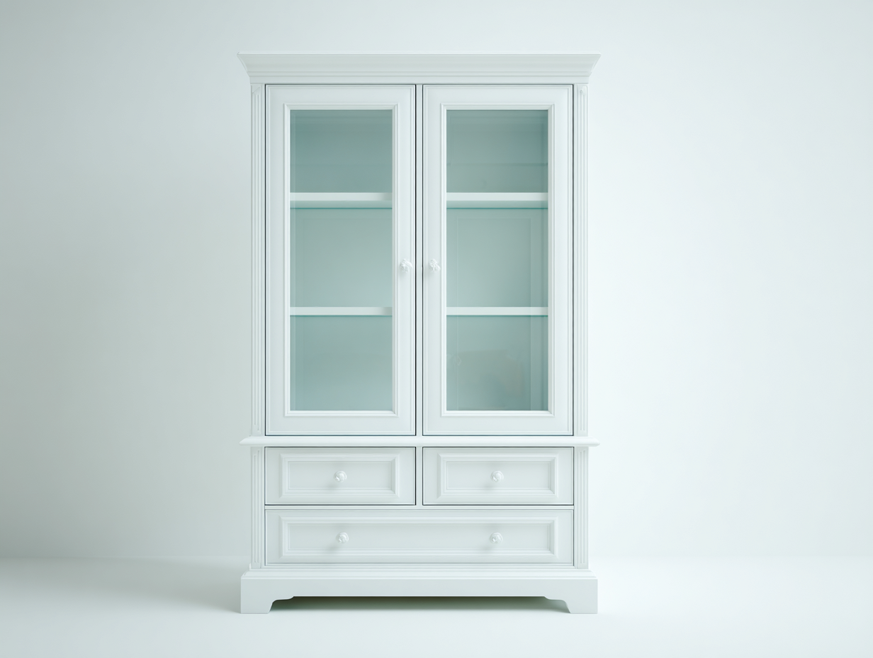 Vetrina in legno e vetro 105x45x195 cm - bianco - design classico per sala da pranzo-Oakuphut