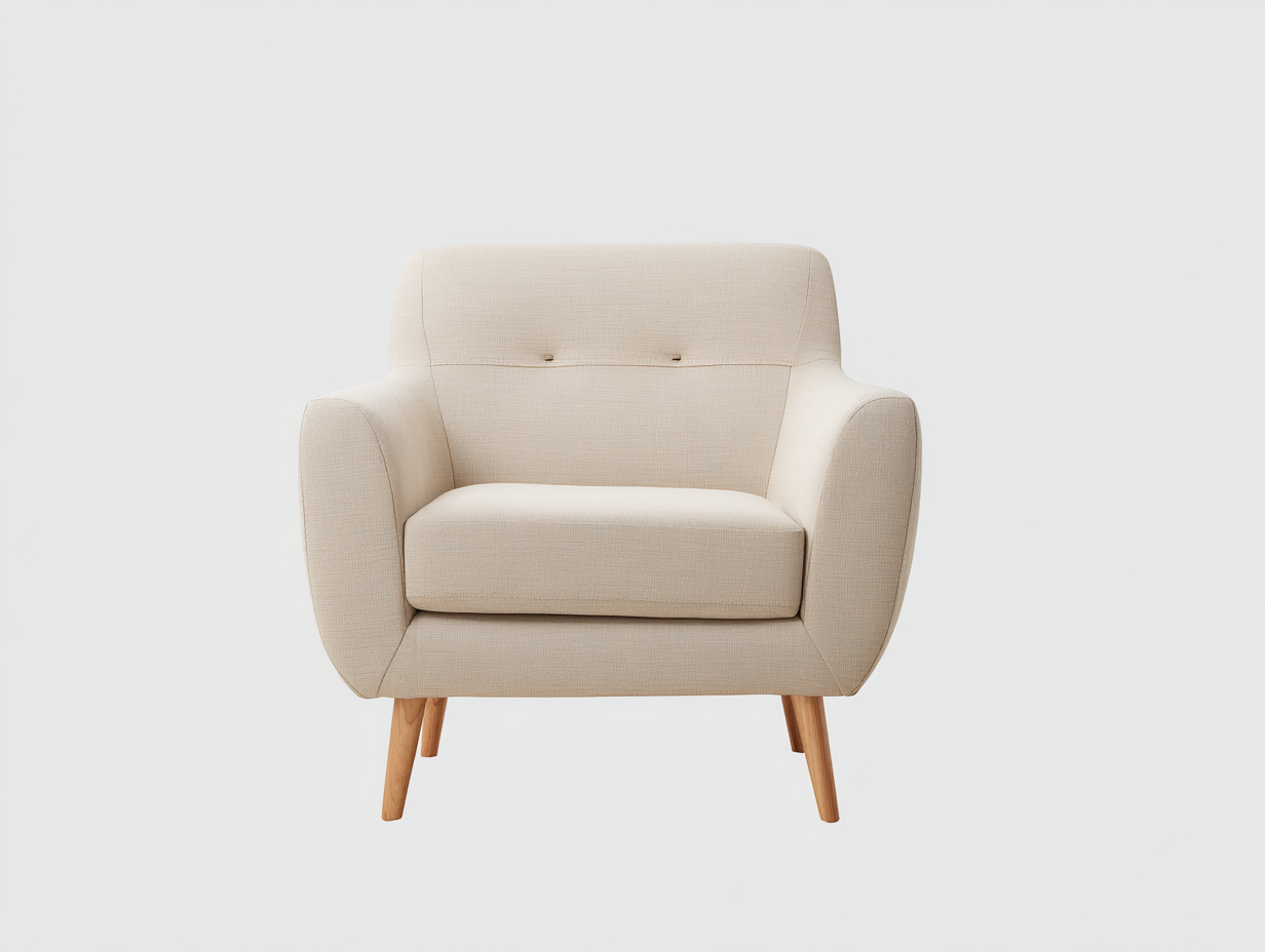 Poltrona con braccioli imbottita in tessuto 78x80x85 cm - beige - design moderno per soggiorno-Oakuphut