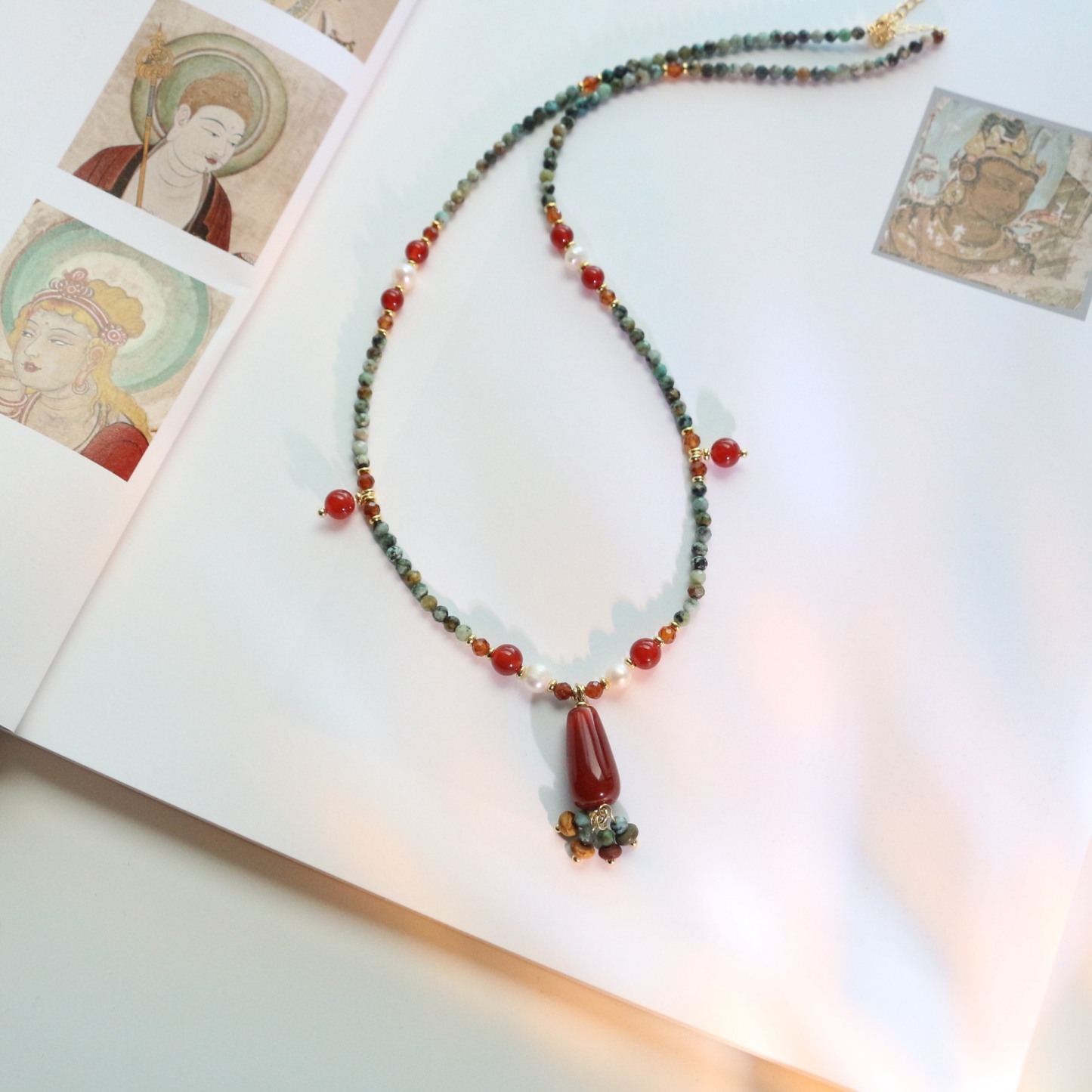 Dopamine Natural Stone Jewelry 18K Gold Plated Agate Turquoise Necklace Bracelet Ring Earrings Women