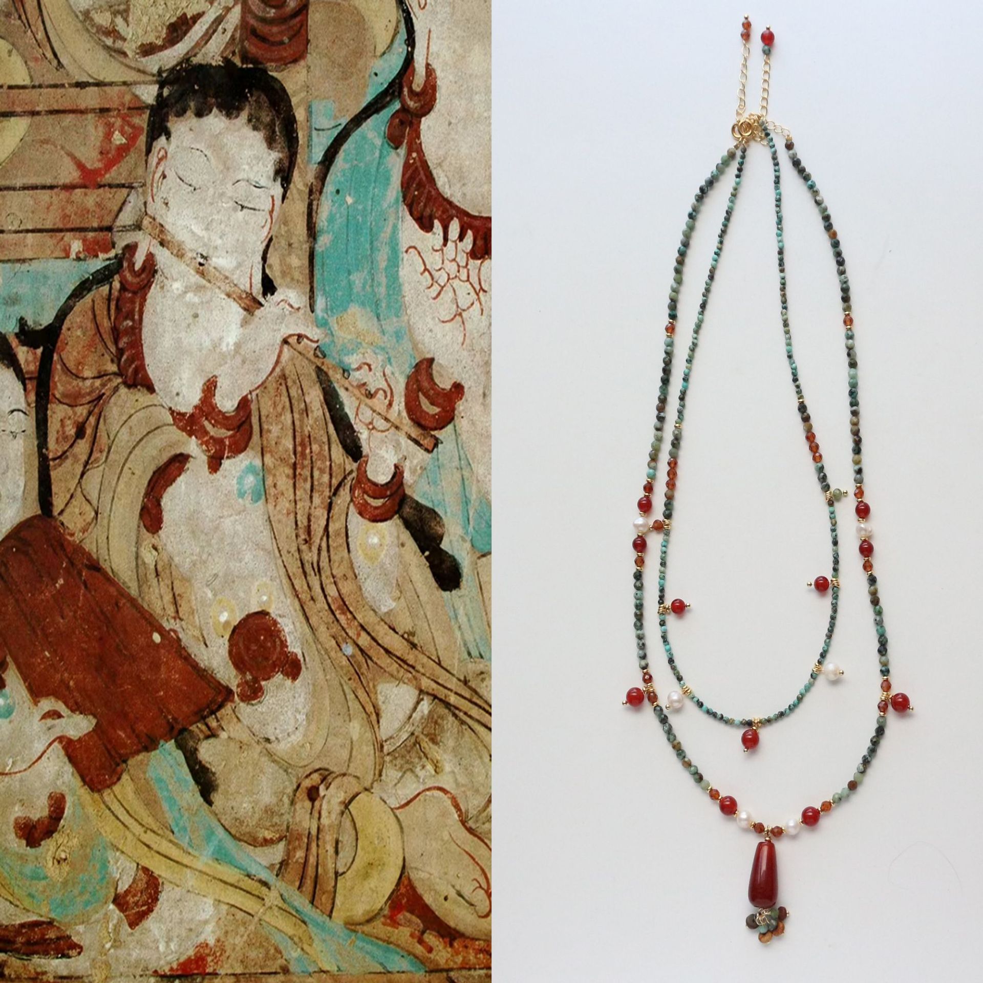 Dopamine Natural Stone Jewelry 18K Gold Plated Agate Turquoise Necklace Bracelet Ring Earrings Women