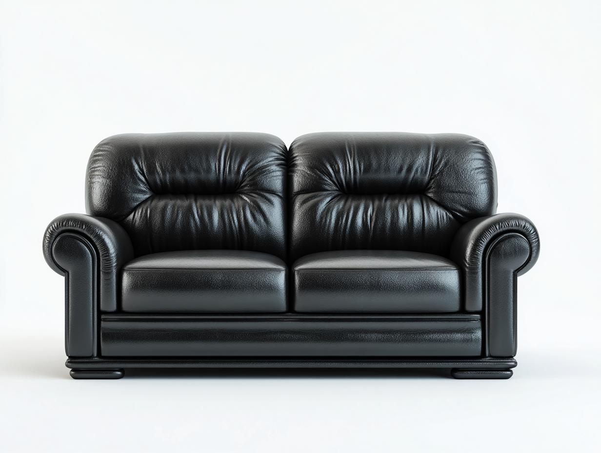 Canapé 2 places en cuir 170x90x95 cm - noir - salon - design classique-Luxegoio