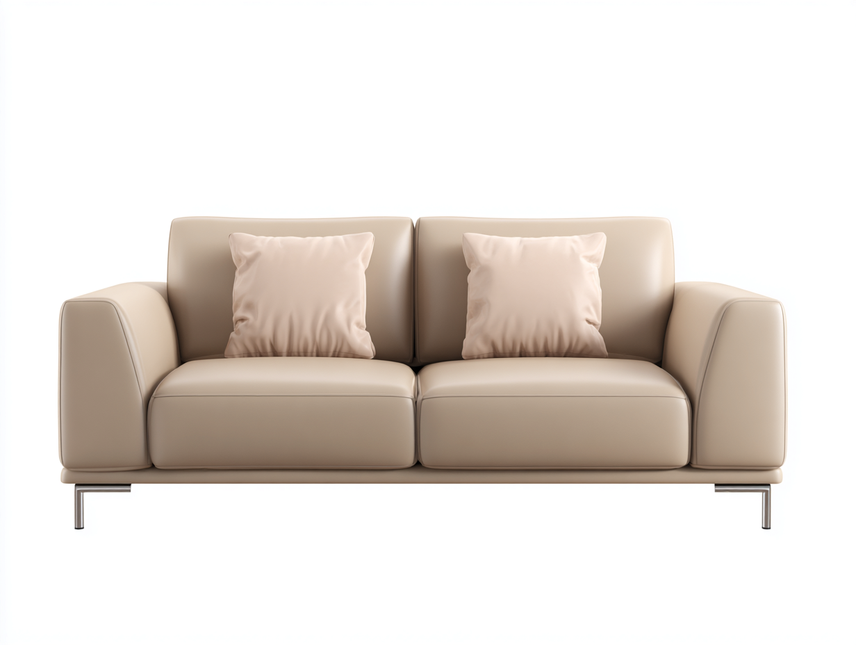 Canapé 2 places en cuir avec pieds métalliques 180x90x80 cm - beige - design contemporain-Luxegoio