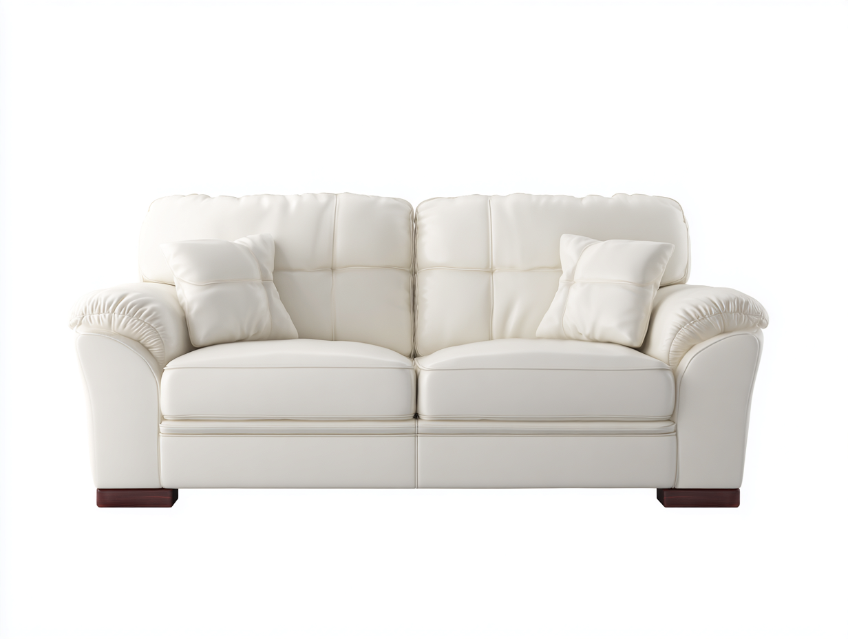 Canapé 2 places cuir lisse 175x95x85 cm - Blanc - Style classique pour salon-Luxegoio