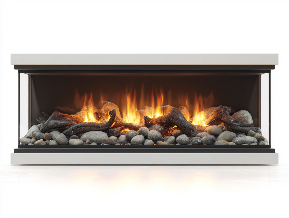 Cheminée électrique encastrable effet flammes réalistes 150x45x55 cm - noir-blanc - design moderne-Luxegoio