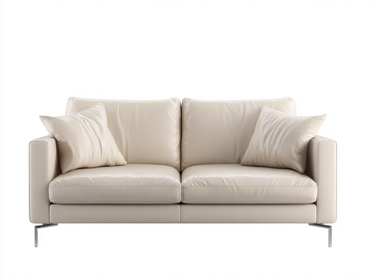 Canapé 2 places revêtement cuir synthétique 180x88x80 cm - beige clair - design contemporain épuré-Luxegoio