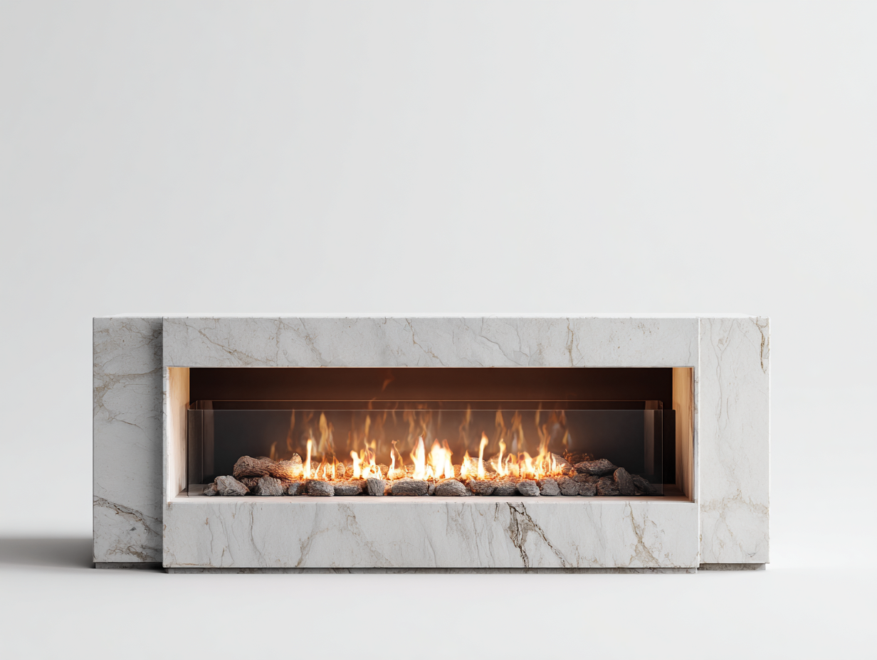 Cheminée électrique encastrable effet marbre 160x40x60 cm - Blanc - Design contemporain pour salon-Luxegoio