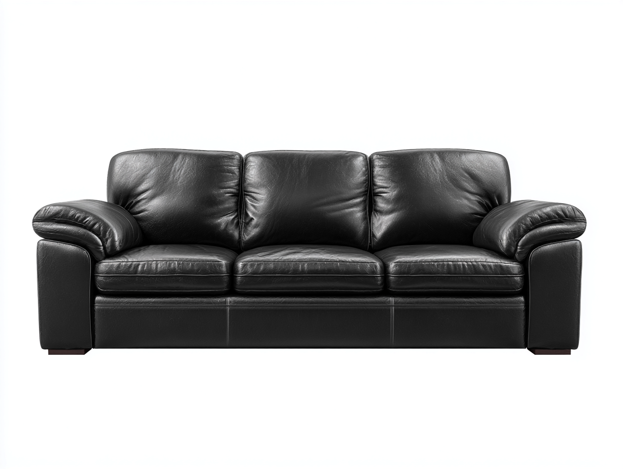 Canapé 3 places en cuir véritable 215x98x85 cm - Noir - Style contemporain confortable-Oakupyard