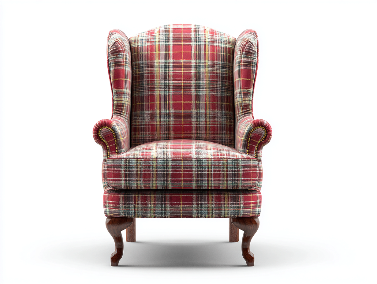 Fauteuil revêtement tissu à carreaux 82x78x102 cm - rouge - style classique avec dossier haut-Oakupyard