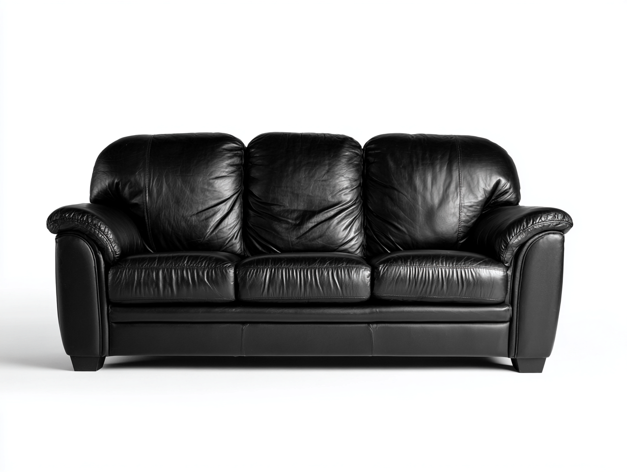 Canapé 3 places en cuir 225x95x95 cm - noir - salon - design intemporel-Oakupyard