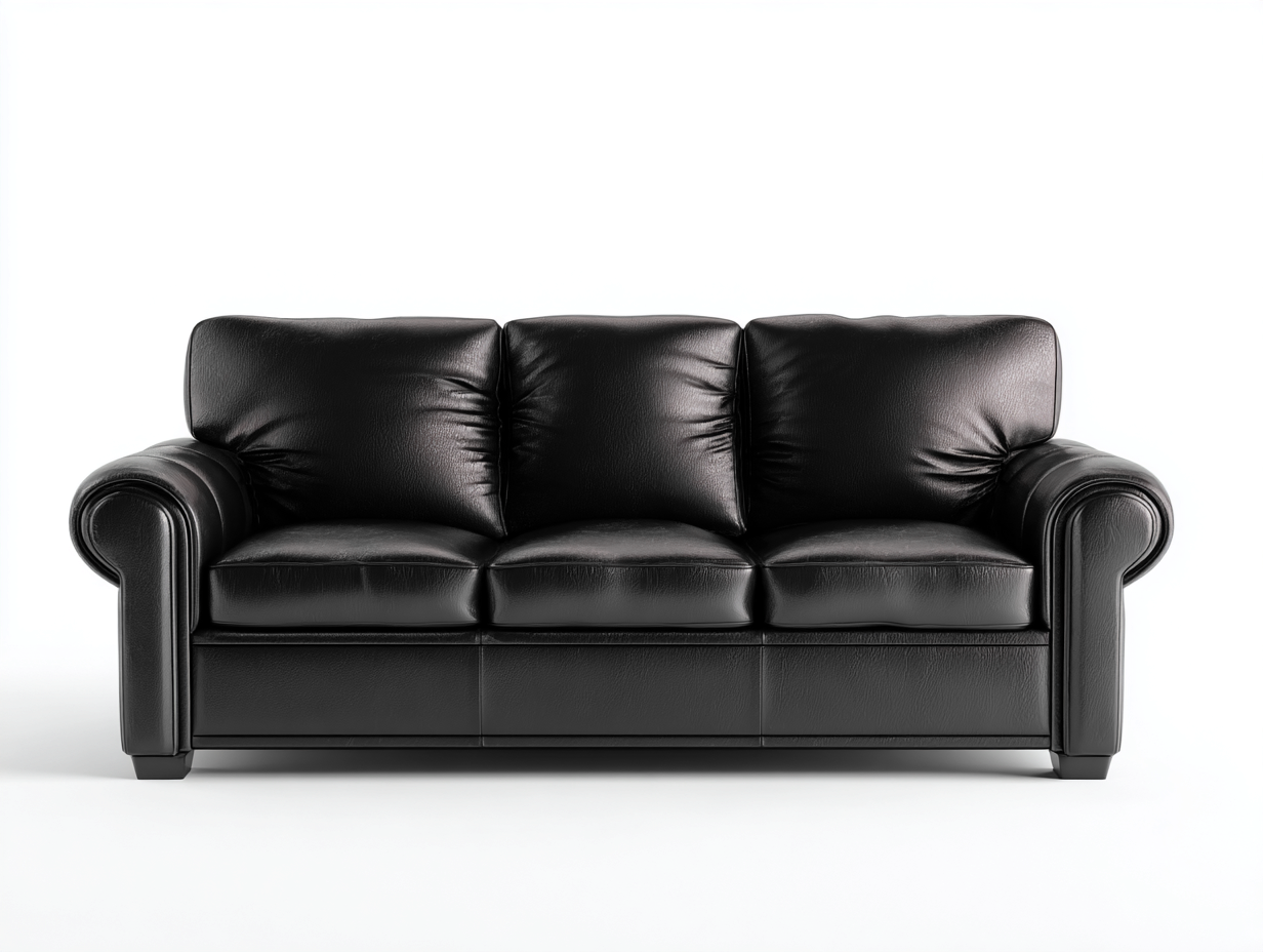 Canapé 3 places revêtement cuir synthétique 210x92x80 cm - noir - style classique confortable-Oakupyard