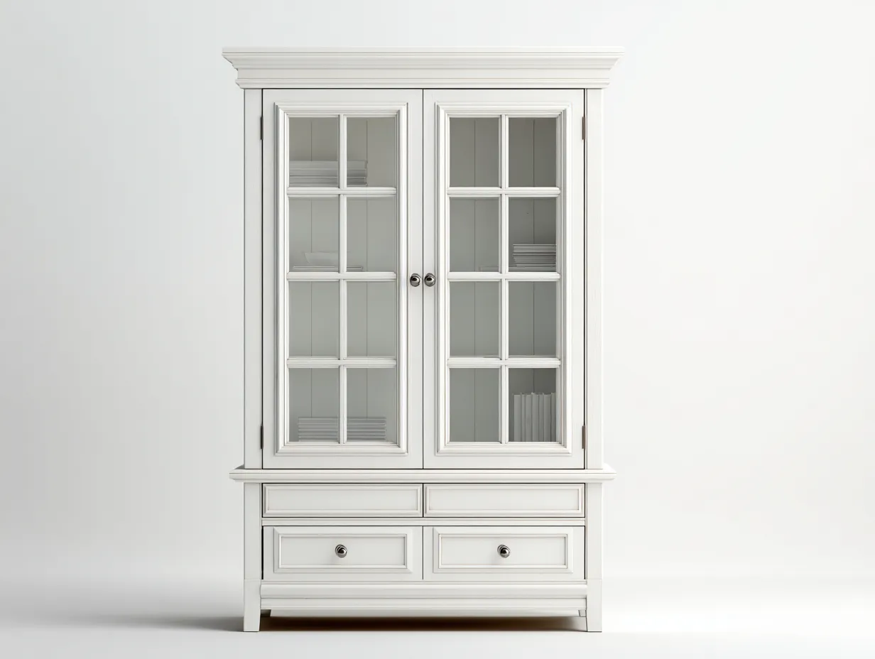 Vetrina-legno-vetro-112x49x196 cm-bianco-stile classico-Havenmyloft