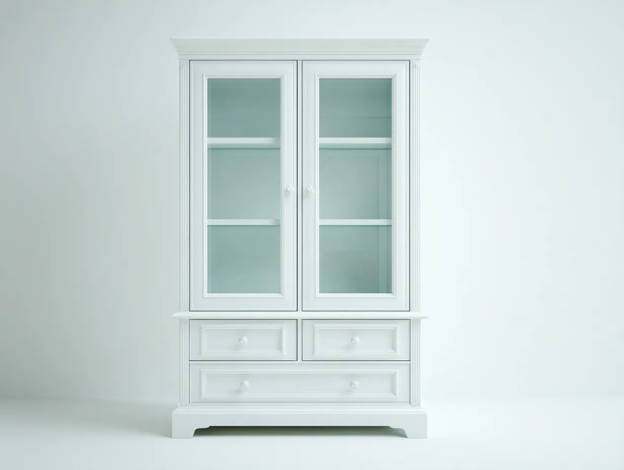 Vetrina-legno-vetro-102x44x190 cm-bianco-stile classico-Havenmyloft