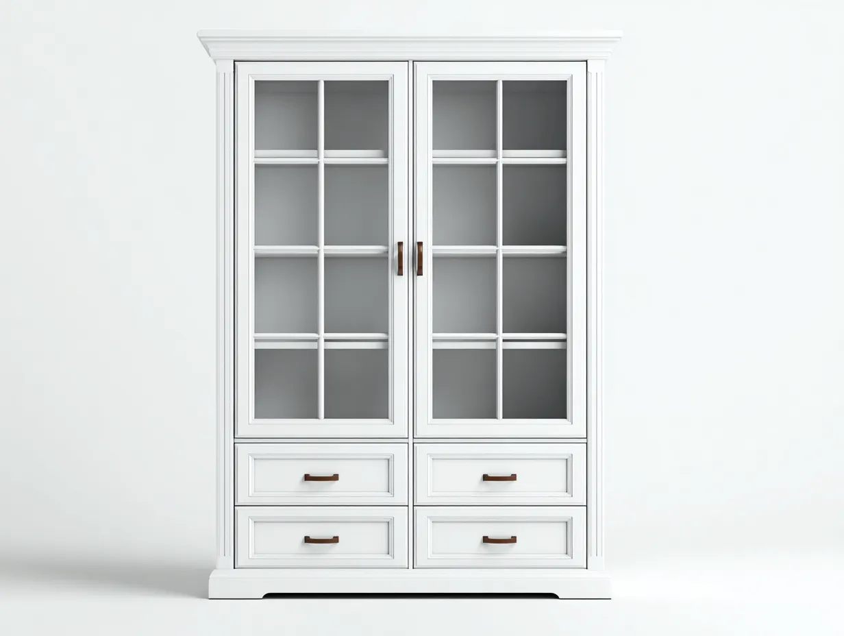 Vetrina-legno-vetro-metallo-100x42x190 cm-bianco-design classico-Havenmyloft