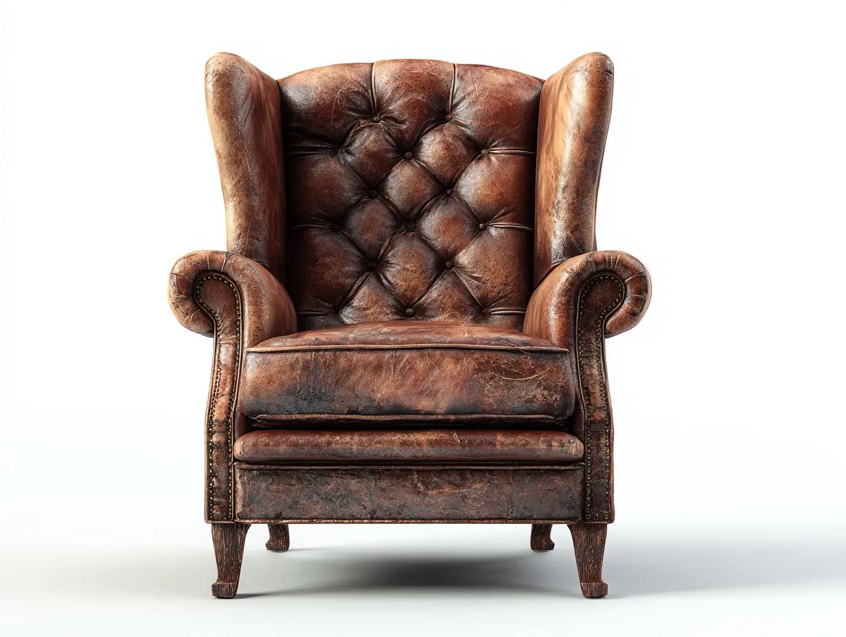 Poltrona in pelle-pelle-legno-82x90x108 cm-marrone vintage-stile classico-Oakmyshop