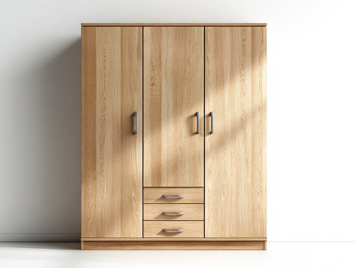 Armadio a 3 ante-legno-MDF-160x58x200 cm-marrone-stile moderno-Oakmyshop