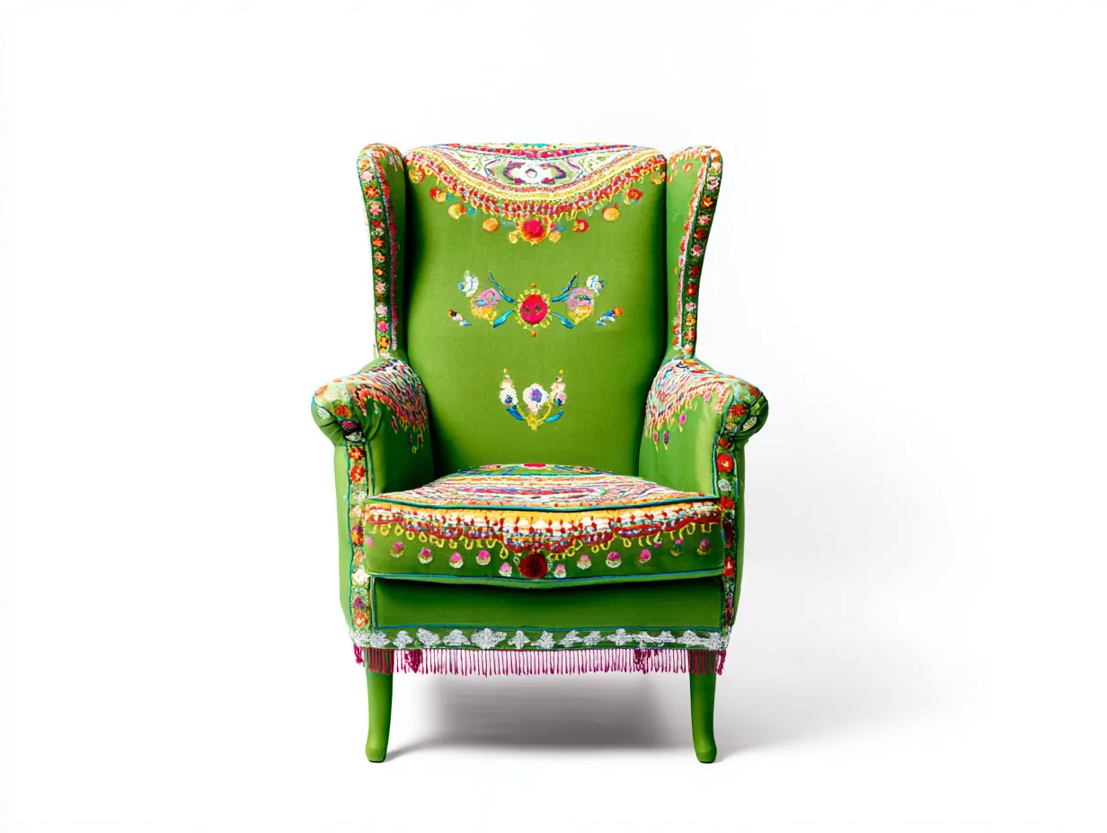 Poltrona in tessuto - tessuto - 76x84x110 cm - verde - stile decorativo-Oakmyshop