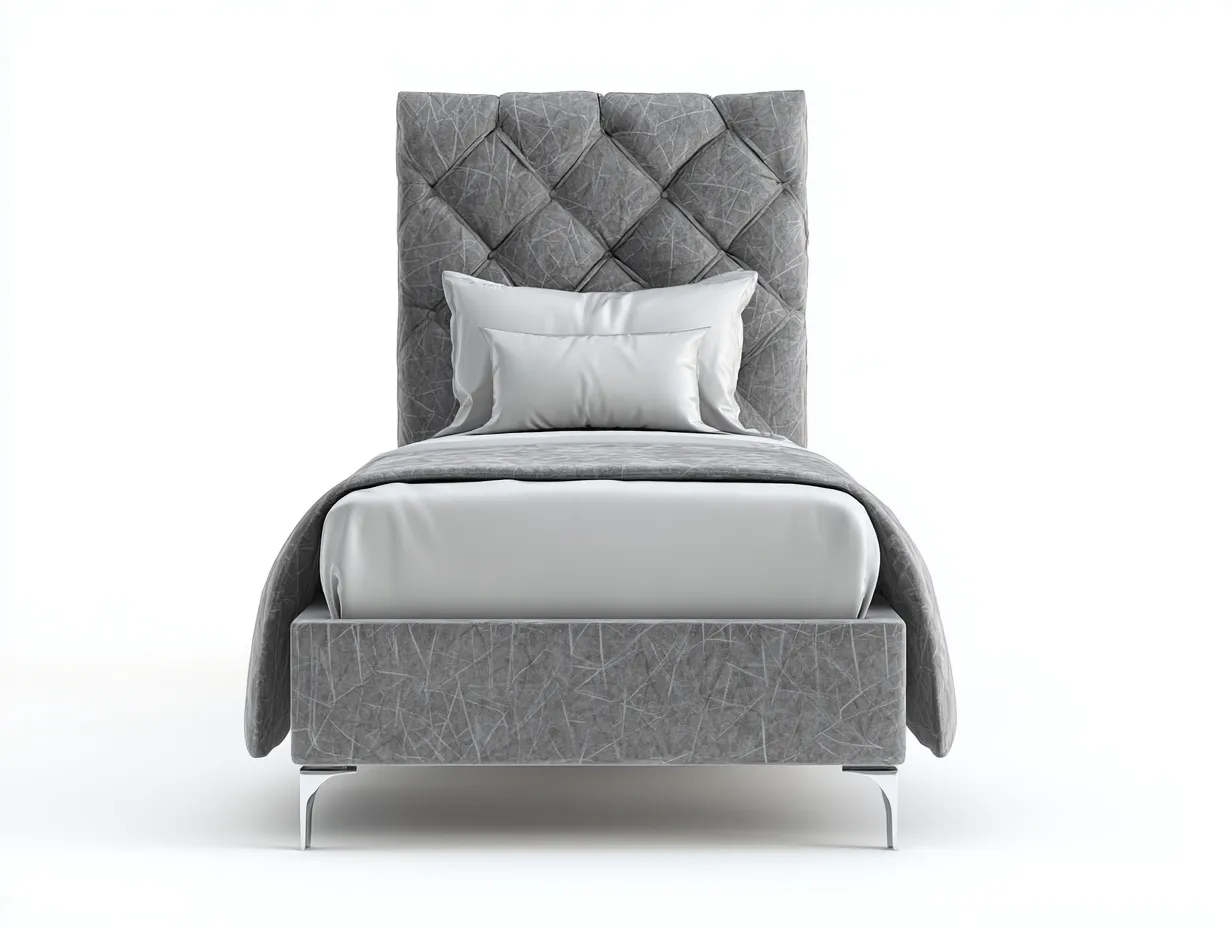 Letto singolo-tessuto-legno-203x92x118 cm-Grigio-stile contemporaneo-Sofagolab