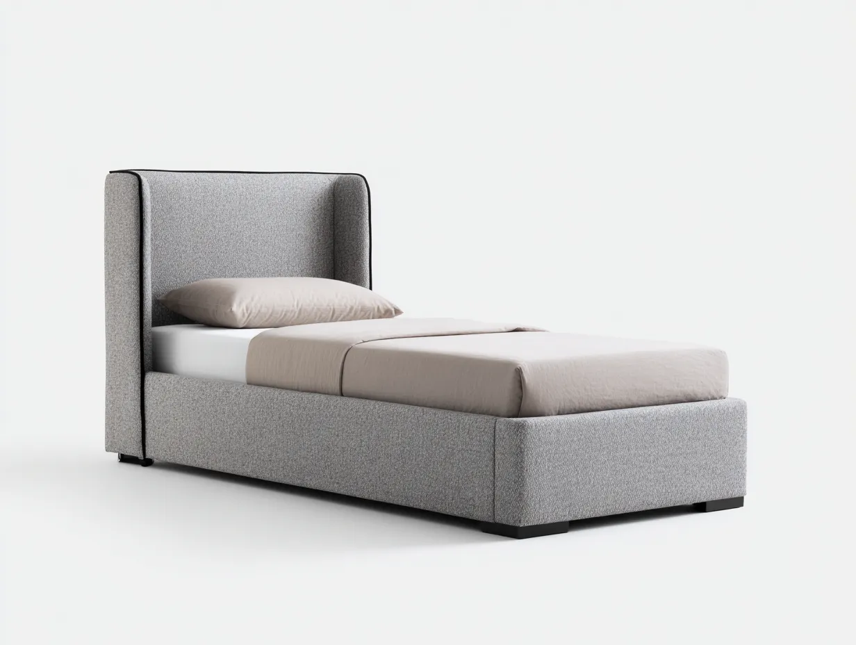 Letto singolo-Tessuto-Metallo-199x97x111 cm-grigio-design moderno-Sofagolab