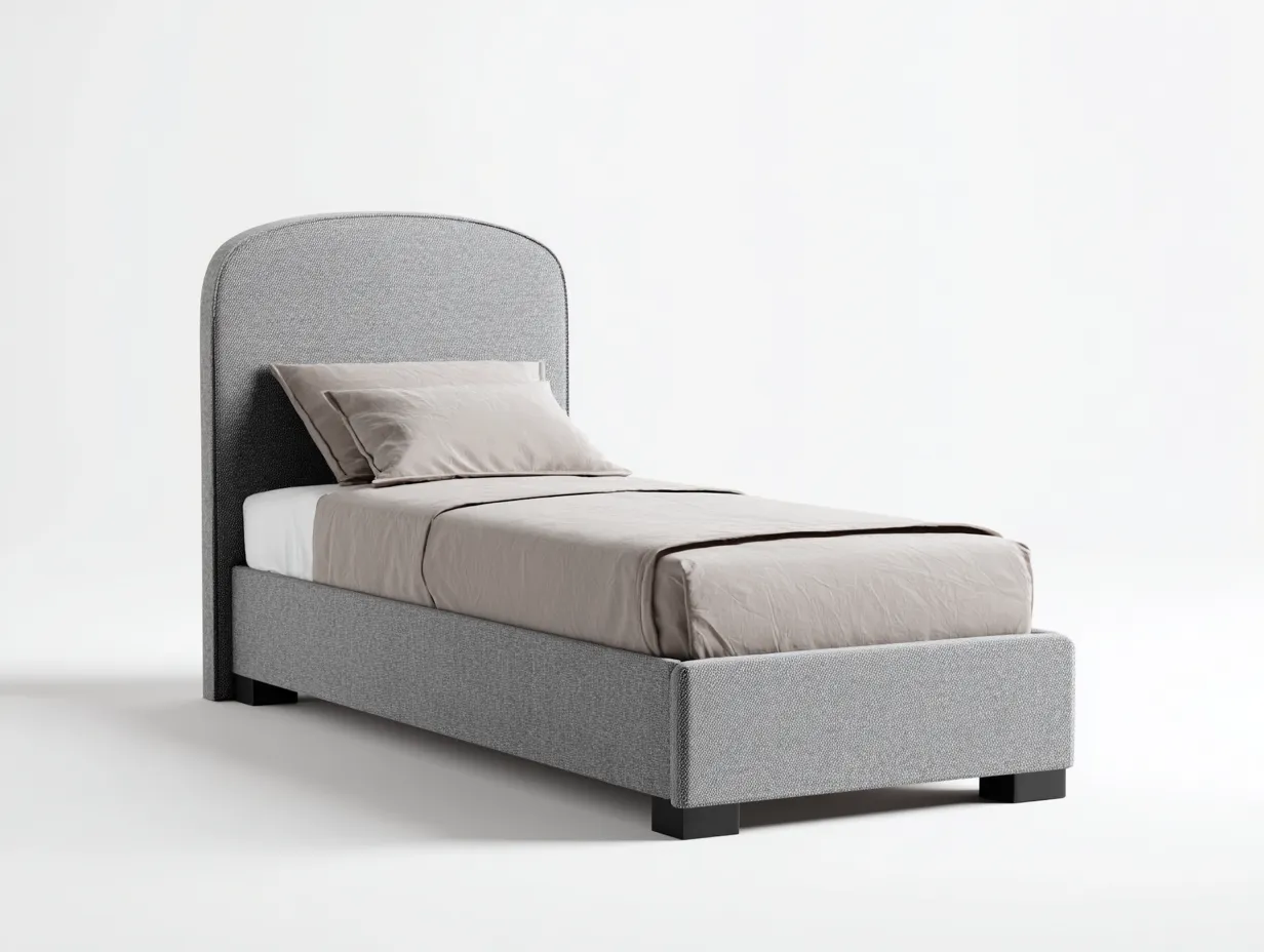 Letto singolo-tessuto-legno-205x95x110 cm-Grigio-stile moderno-Sofagolab