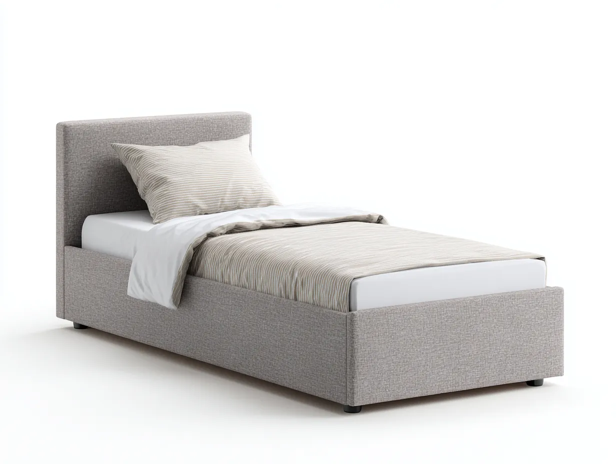 Letto singolo-Tessuto-Metallo-200x94x108 cm-grigio-design moderno-Sofagolab