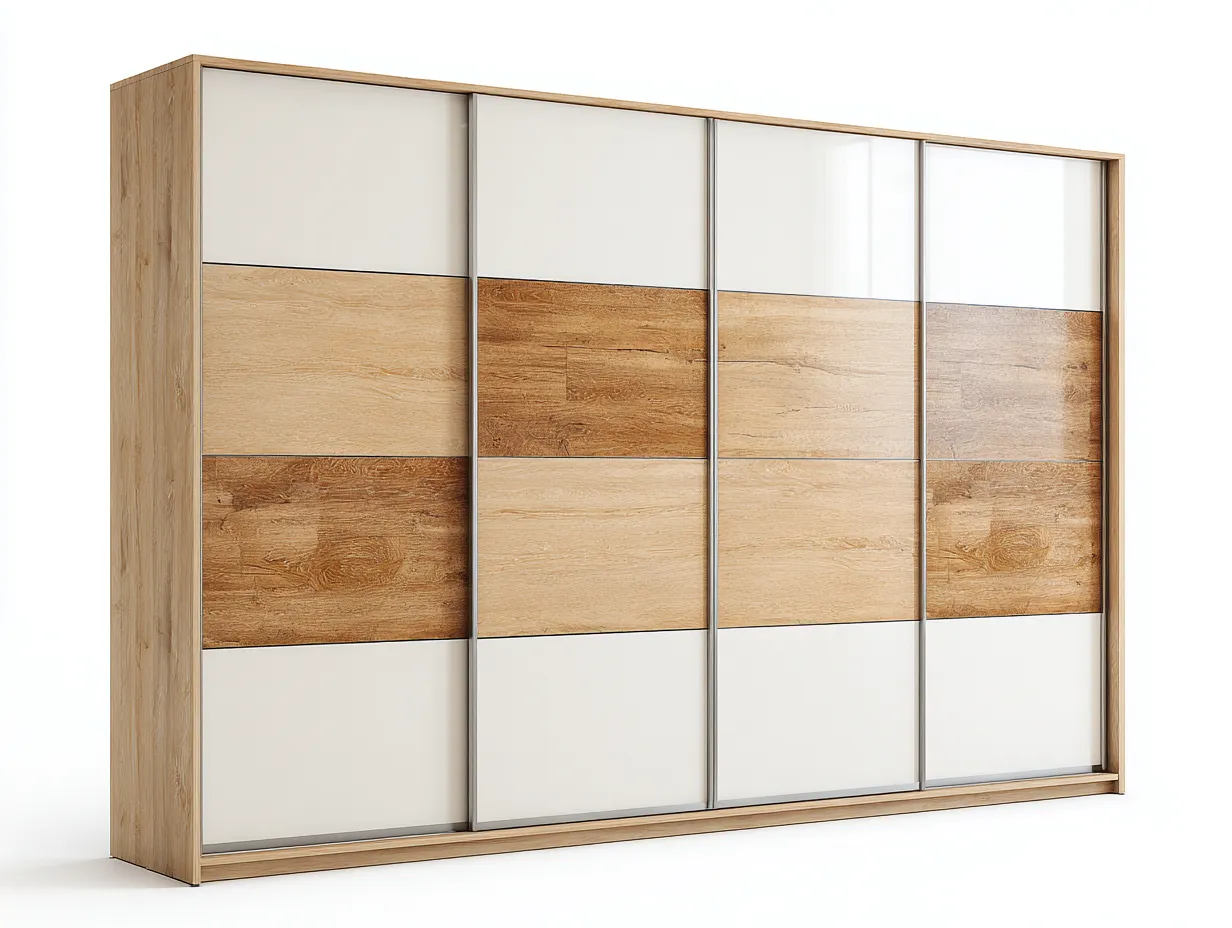 Armadio-legno-pannello-240x65x215 cm-Bianco-Rovere-stile contemporaneo-Sofagolab