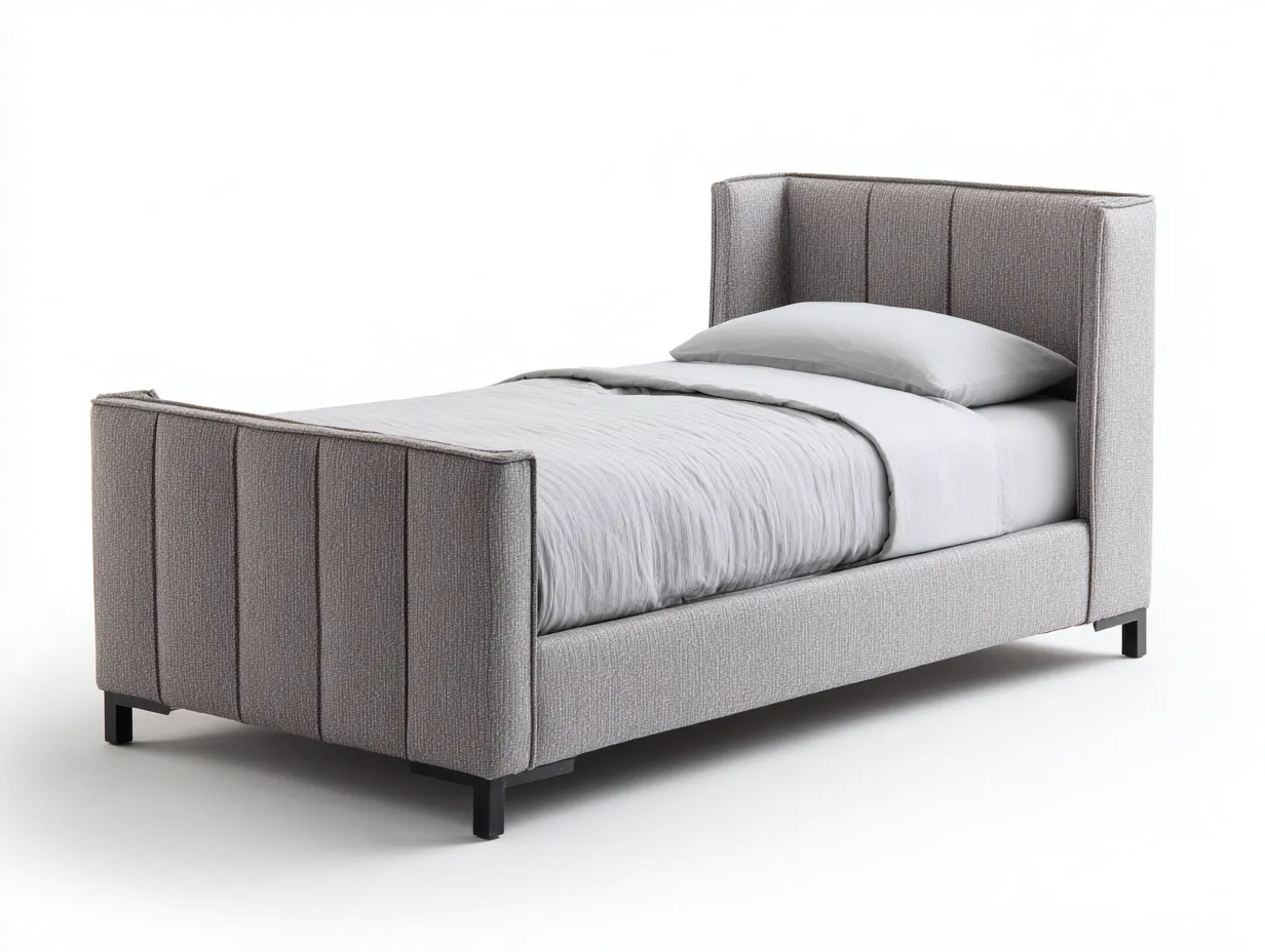 Letto singolo-Tessuto-Metallo-202x96x110 cm-grigio-design contemporaneo-Sofagolab