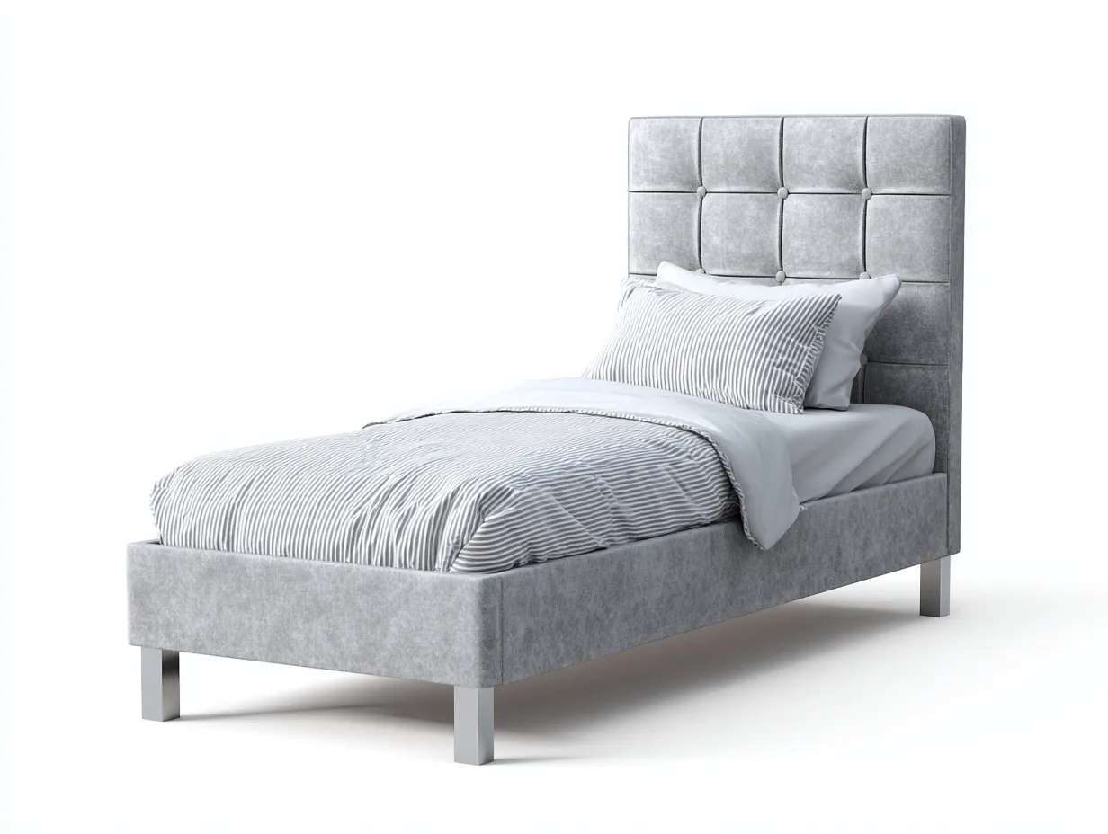 Letto singolo-tessuto-legno-204x93x122 cm-Grigio-stile moderno-Sofagolab