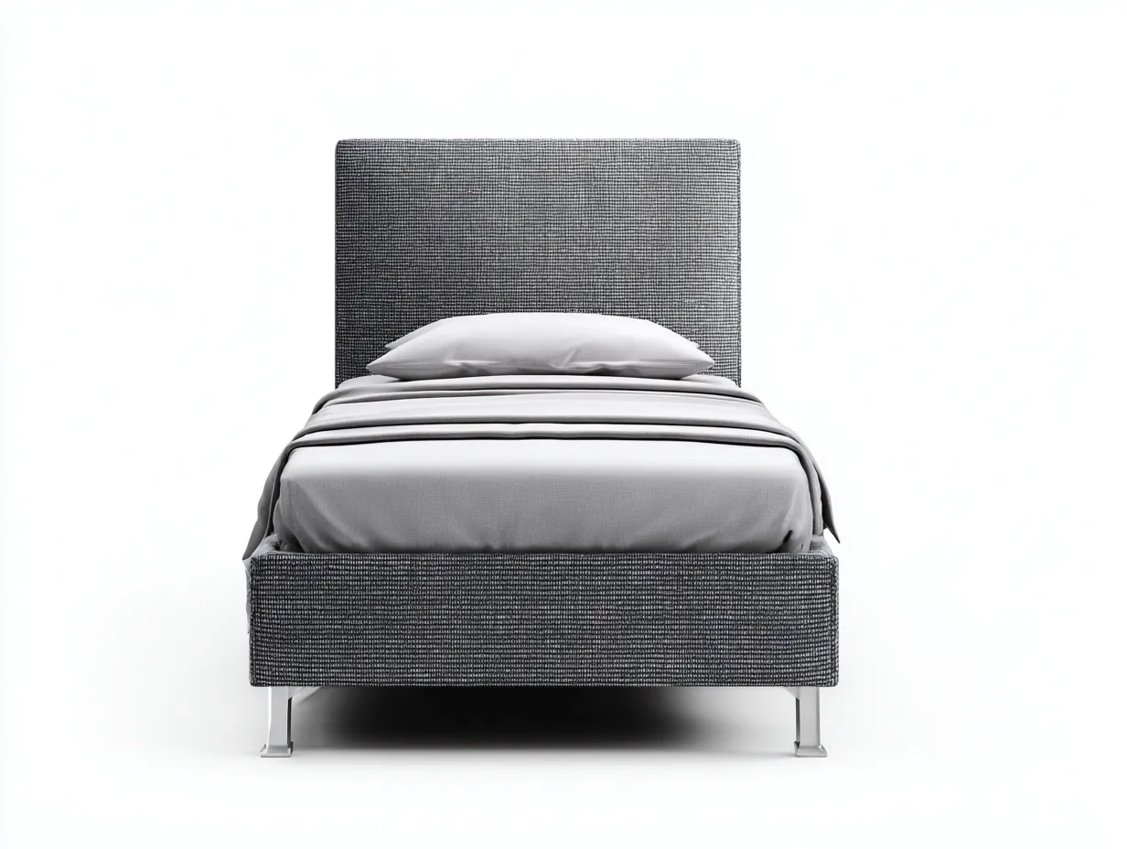 Letto singolo-tessuto-legno-205x95x115 cm-Grigio-stile moderno-Sofagolab