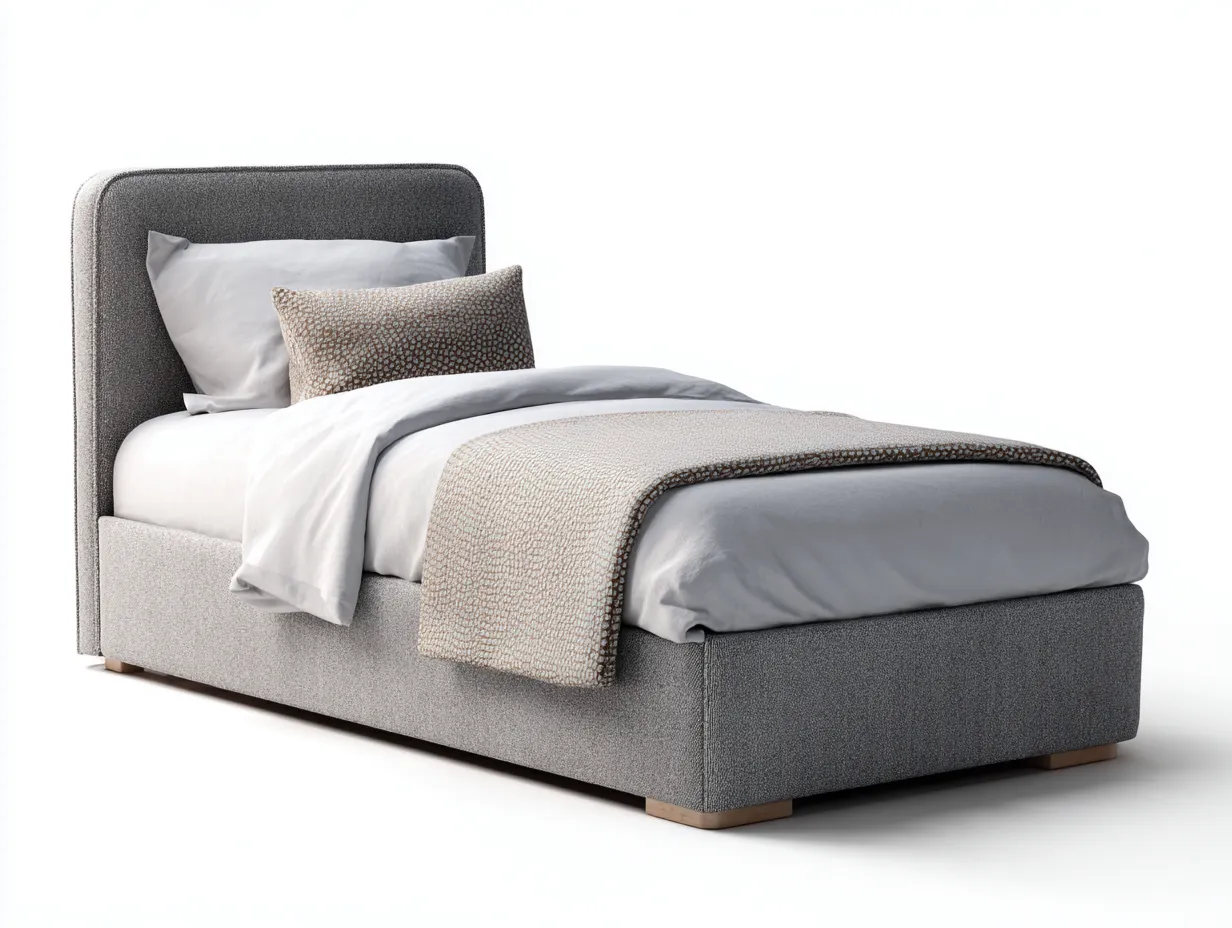 Letto singolo-Tessuto-Legno-201x95x109 cm-grigio-design moderno-Sofagolab