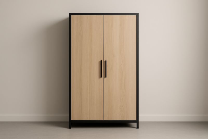 Armoire en Bois et Métal Noir 180x90x45 cm