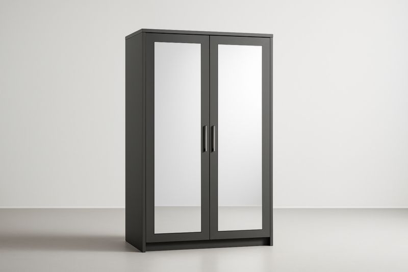 Armoire rectangulaire en panneaux de particules avec portes miroir 180x100x60 cm