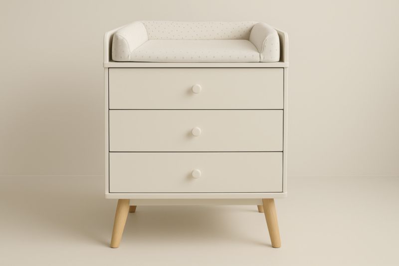 Commode à langer blanche en bois avec 3 tiroirs