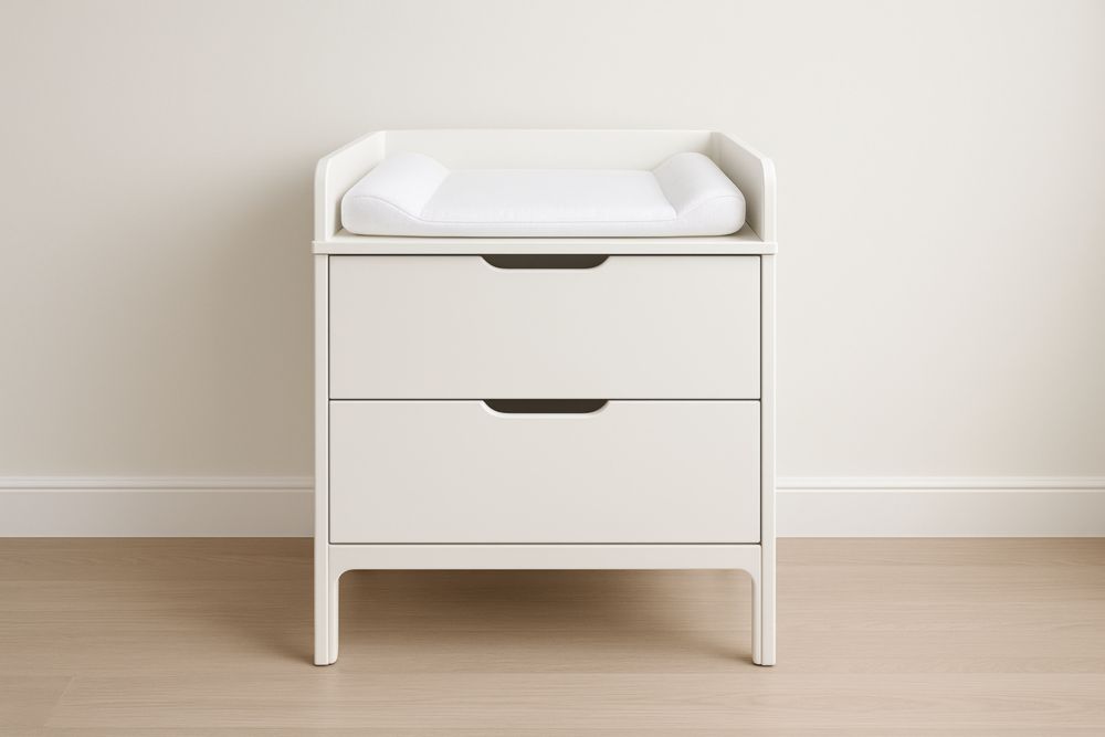 Commode à langer en bois MDF Blanc avec matelas