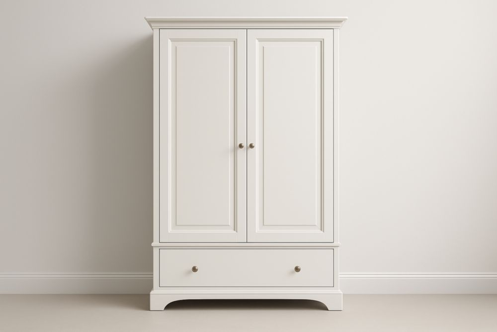 Armoire 2 Portes avec Tiroir Bois Blanc