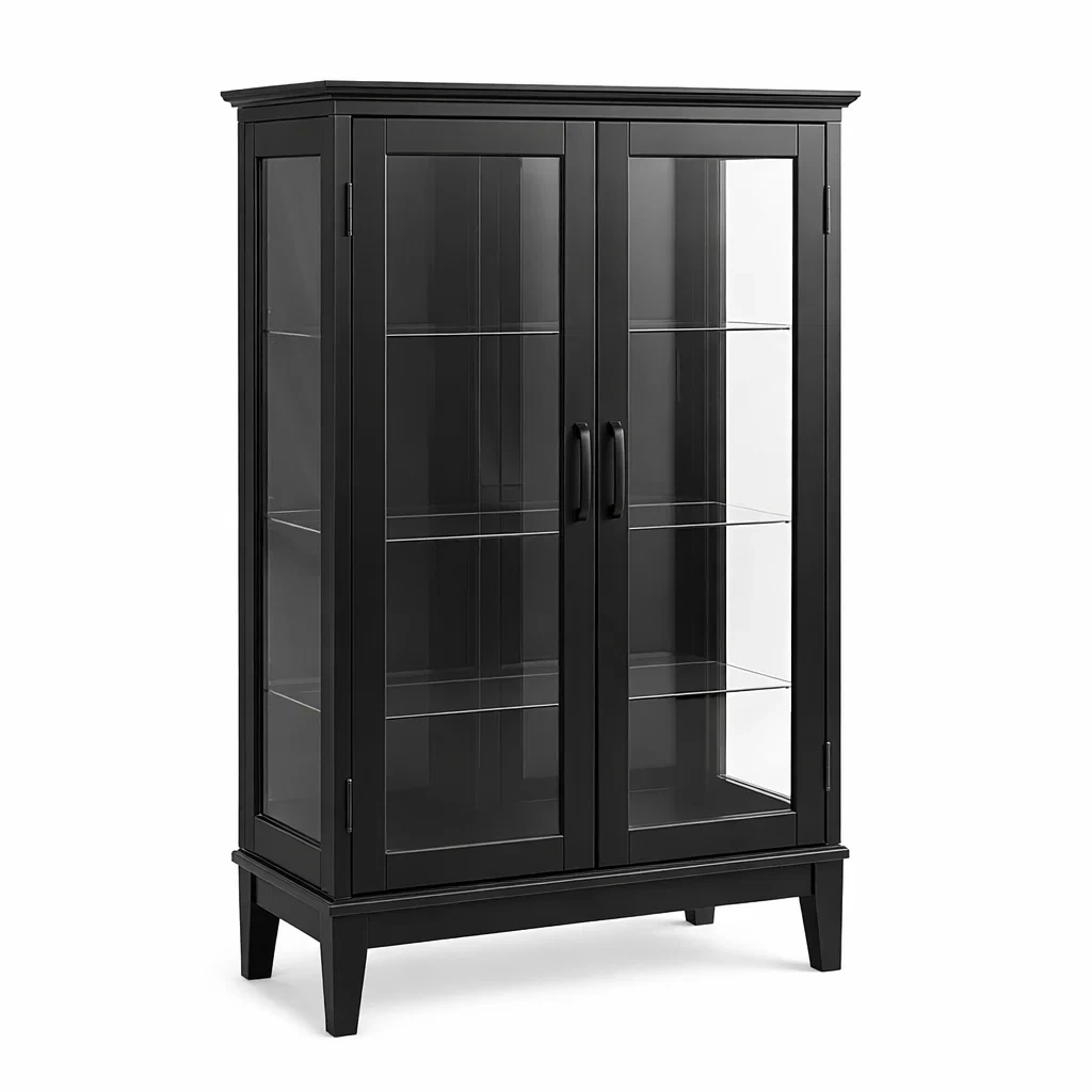 Vetrina in Legno Nero con Vetro Temperato-urbanlivingoasis