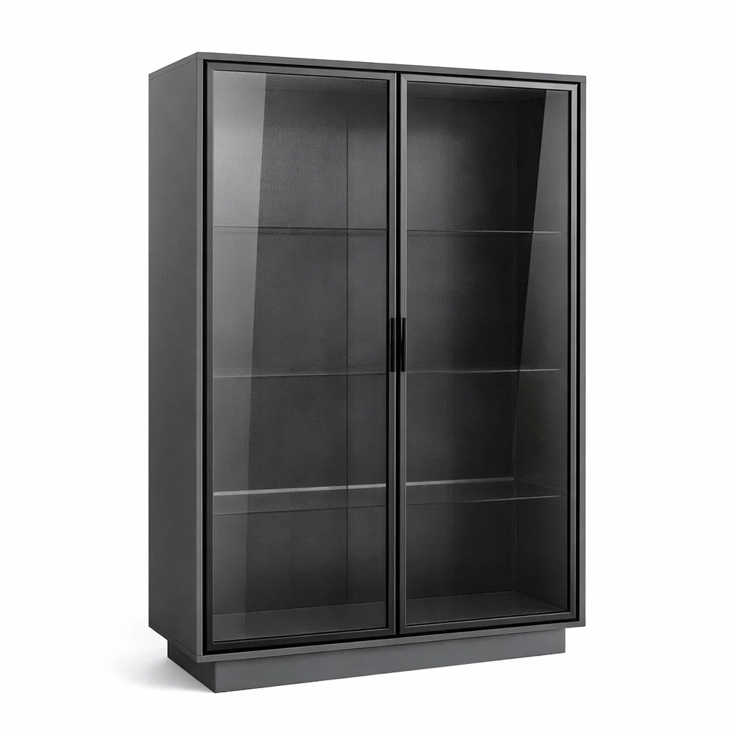 Vetrina in Metallo Nero con Ante in Vetro Temperato-urbanlivingoasis