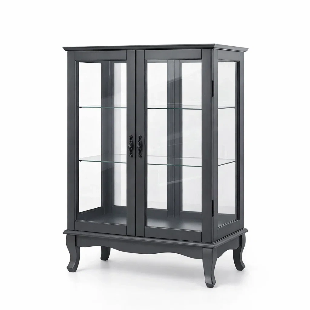 Vetrina in Legno Nero con Vetro Temperato-urbanlivingoasis