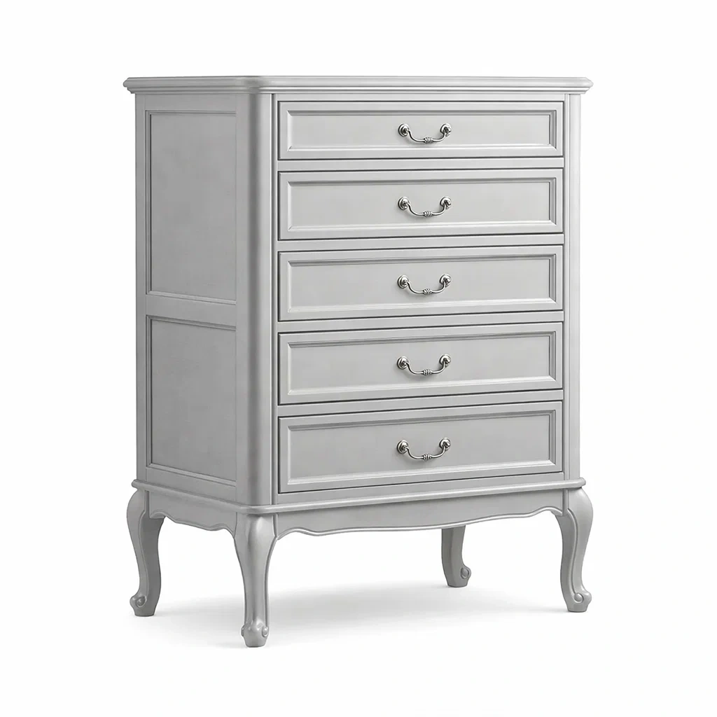 Cassettiera in Legno Grigio con Cinque Cassetti-urbanlivingoasis