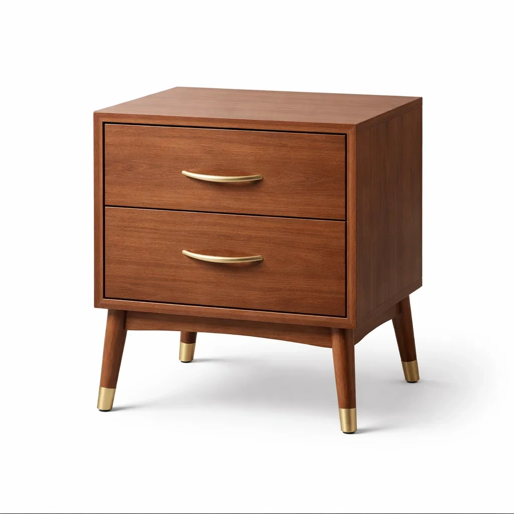 Comodino in Legno con 2 Cassetti in Noce-urbanlivingoasis