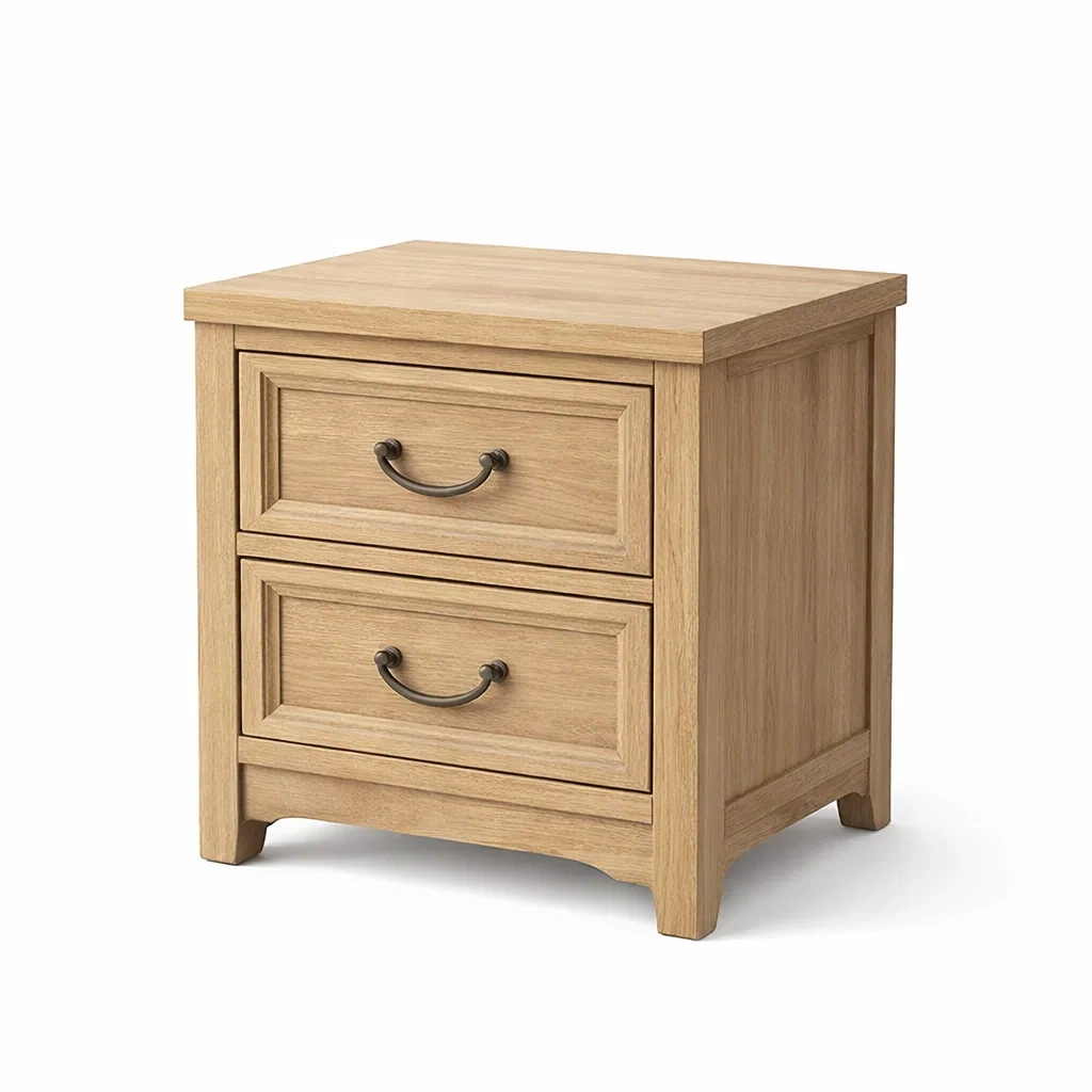 Comodino in Rovere con Due Cassetti-urbanlivingoasis