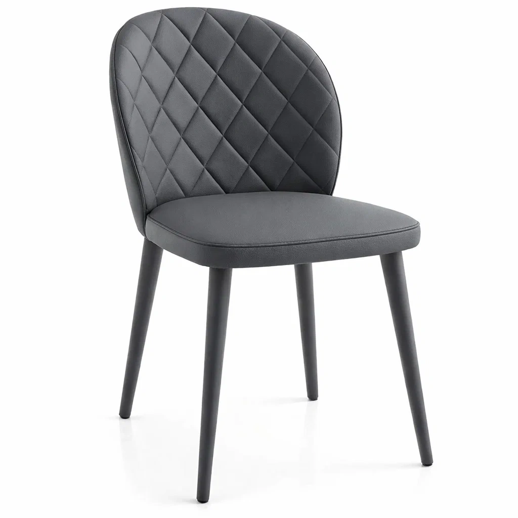 Sedia da pranzo in Ecopelle con Gambe in Metallo-urbanlivingoasis