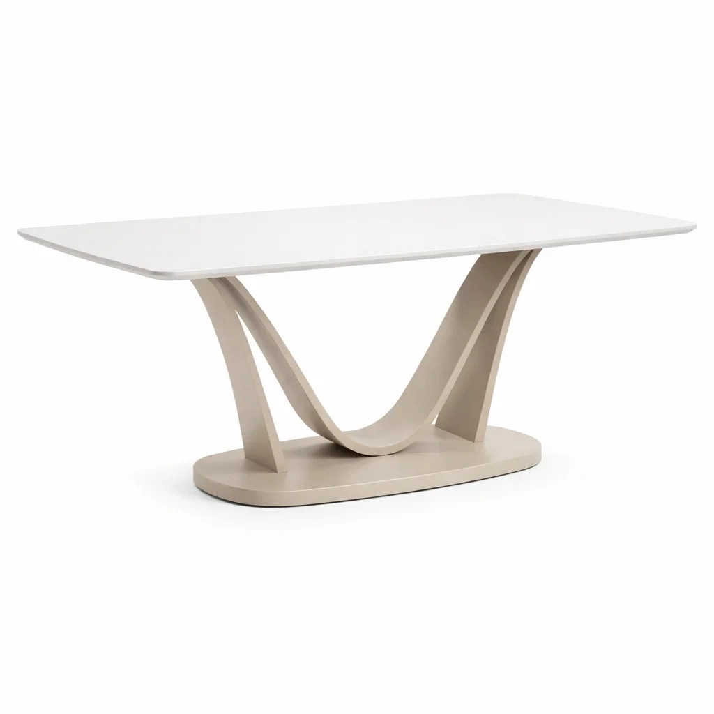 Tavolo da pranzo rettangolare in Legno Bianco e Beige Dimensioni 180 x 90 cm-urbanlivingoasis