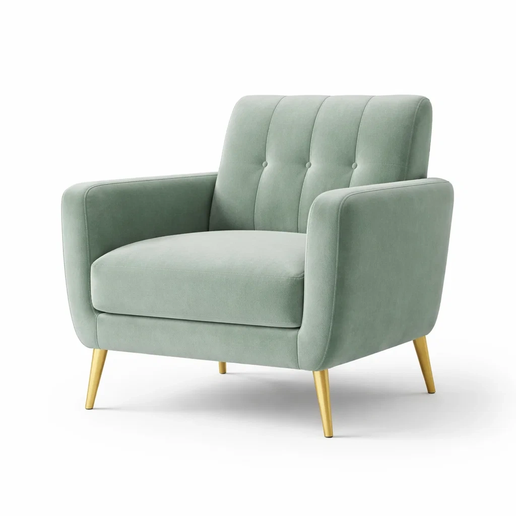 Poltrona in Velluto con Gambe in Metallo Verde-urbanlivingoasis