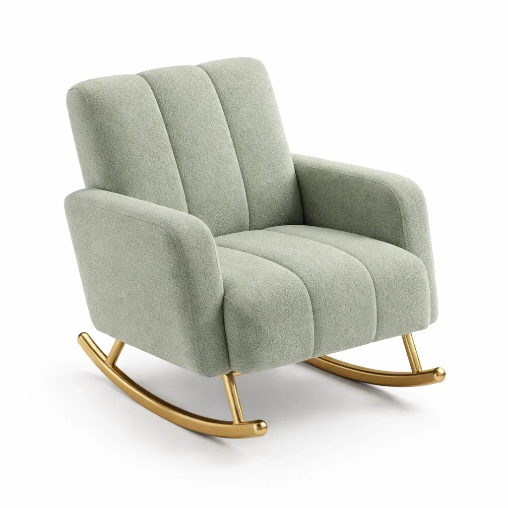 Sedia a dondolo in Tessuto Poliestere Verde con Struttura in Acciaio-urbanlivingoasis