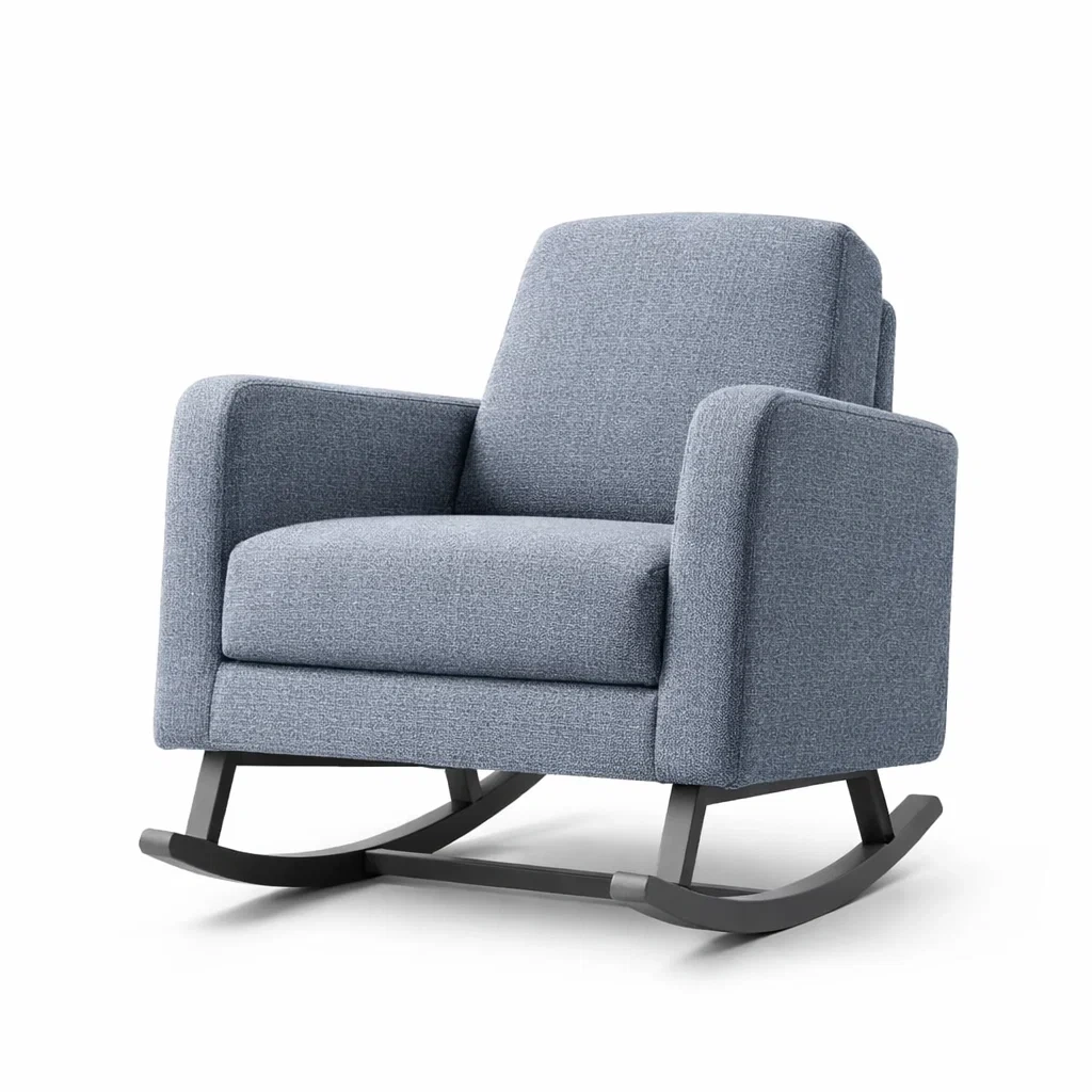 Sedia a dondolo in Tessuto Grigio con Struttura in Metallo-urbanlivingoasis