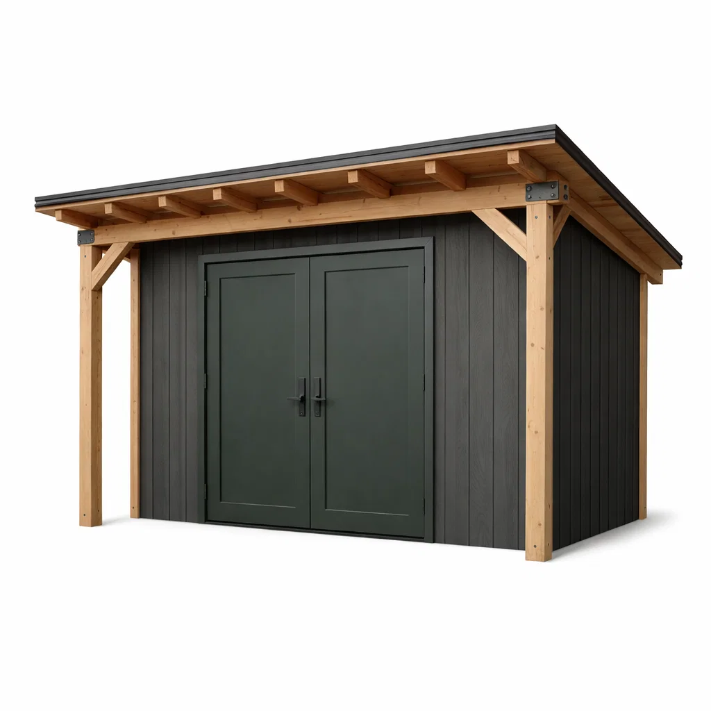 Abri de jardin en bois et acier galvanisé noir-Cosy Cab Ine