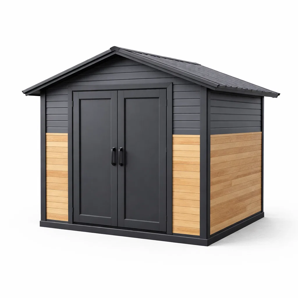 Abri de jardin en métal et bois gris et noir-Cosy Cab Ine