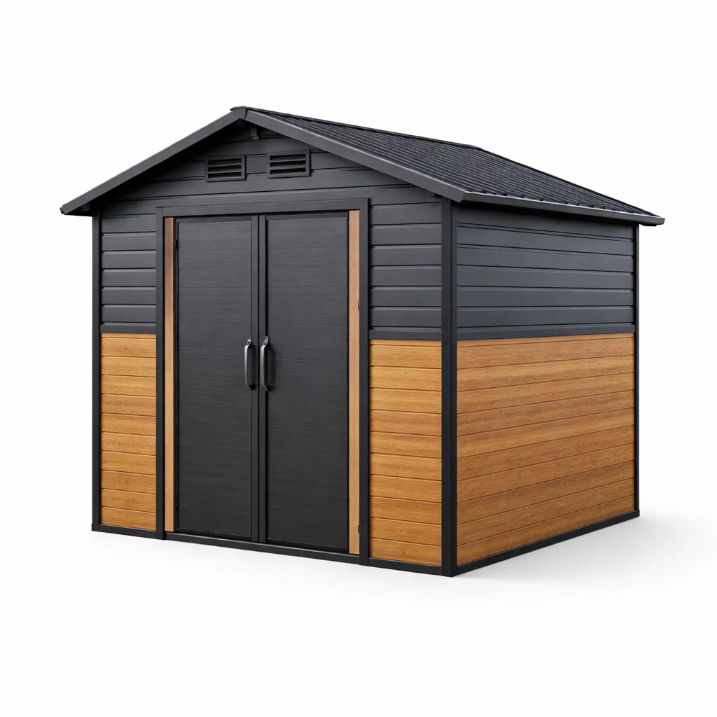 Abri de jardin en composite et acier brun et noir-Cosy Cab Ine