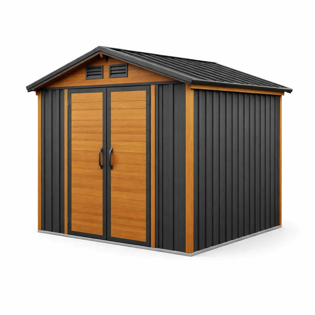 Abri de jardin en métal et bois composite gris et bois-Cosy Cab Ine