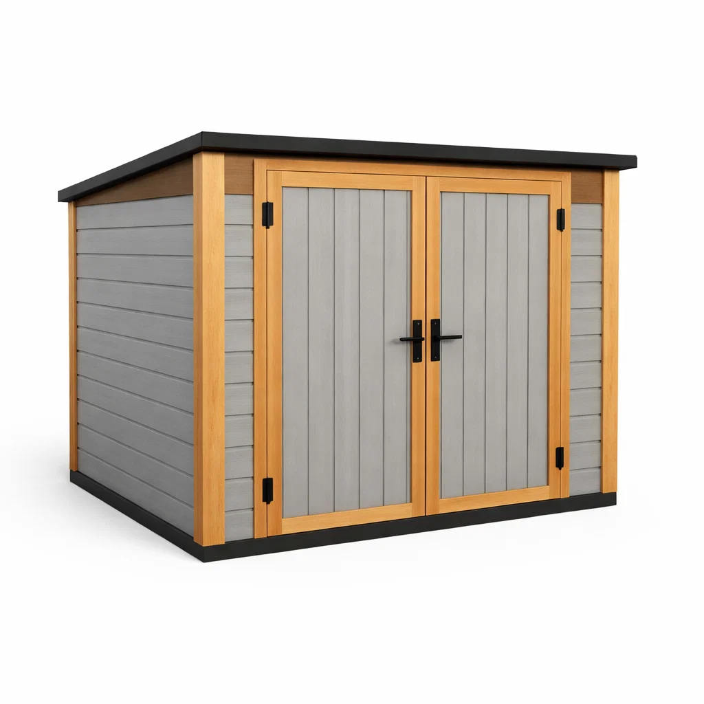 Abri de jardin en composite gris et bois-Cosy Cab Ine